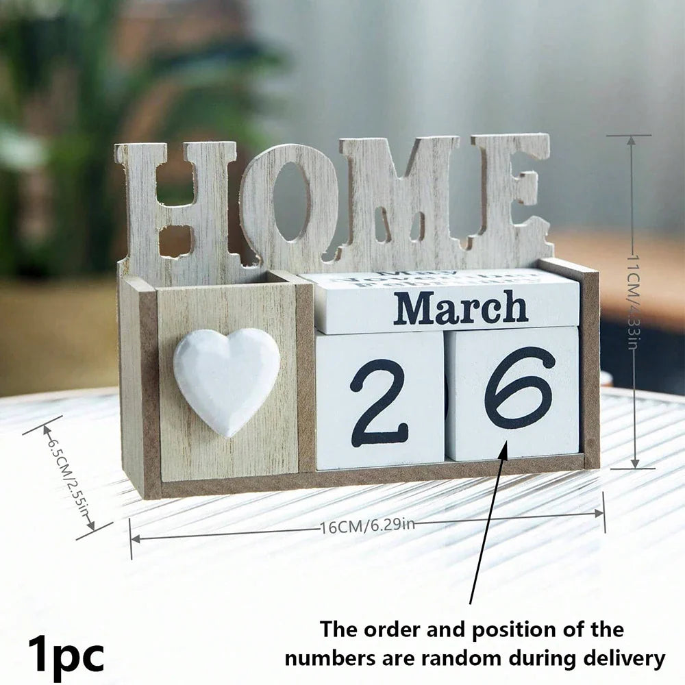 Wooden Perpetual Calendar & Pen Holder – Elegant Desk Organizer