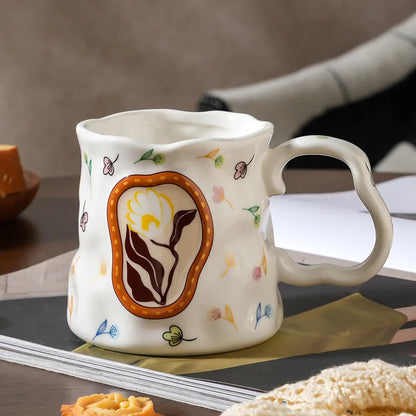 Handmade Flower Ceramic Mug - Dreamy Design for Coffee Lovers