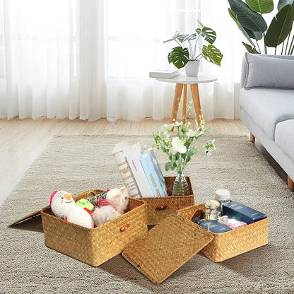 Handwoven Seagrass Storage Baskets Set - Stylish & Eco-Friendly