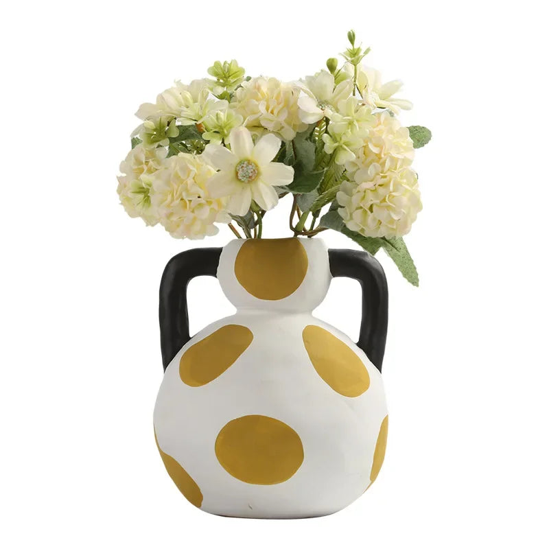Hand-Painted Milk Pot Ceramic Vase - Artful Home Accent