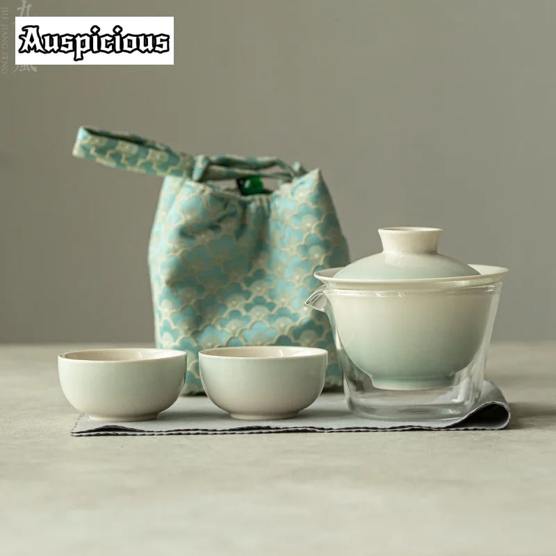 优雅渐变粉色茶具套装，专为茶艺爱好者打造 | 便携式 & 时髦的