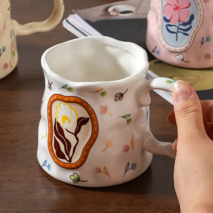 Handmade Flower Ceramic Mug - Dreamy Design for Coffee Lovers