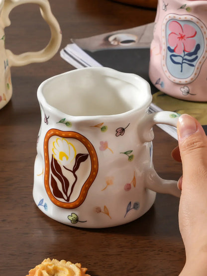 Handmade Flower Ceramic Mug - Dreamy Design for Coffee Lovers