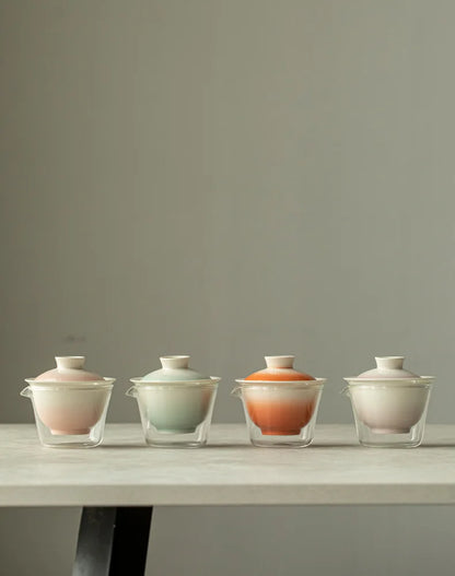 优雅渐变粉色茶具套装，专为茶艺爱好者打造 | 便携式 & 时髦的