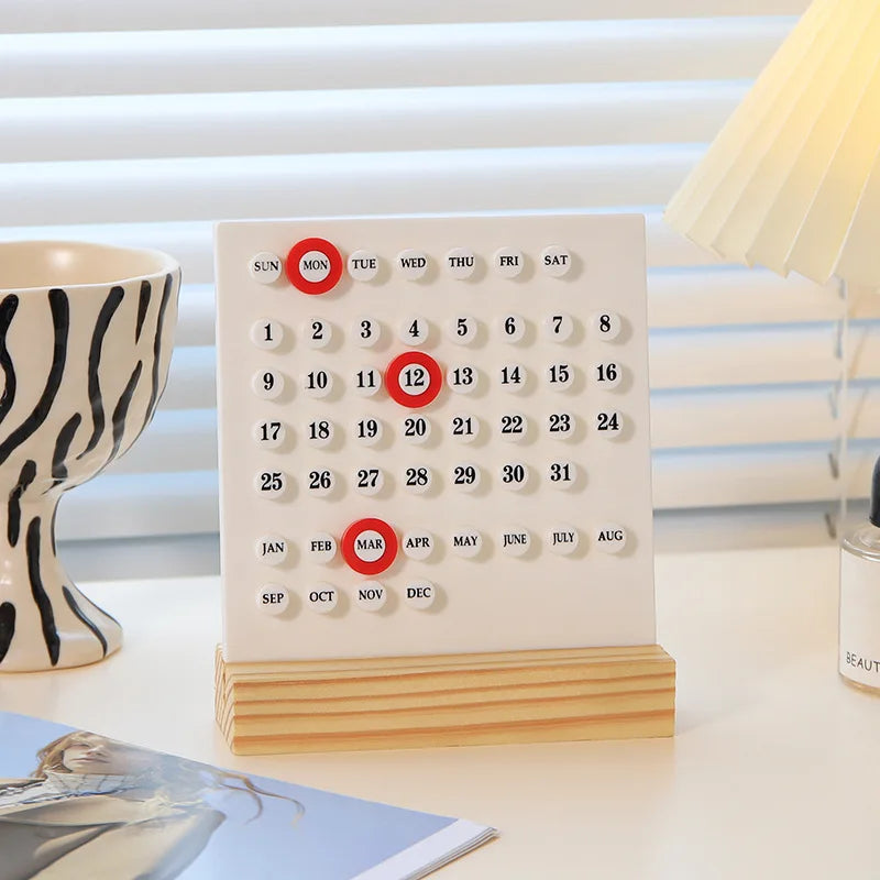 Wood Perpetual Calendar - Charming Organizer for Home & Office