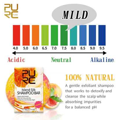 PURC Island Silk Shampoo Bar - Smoothing & Shiny Hair, Travel-Friendly
