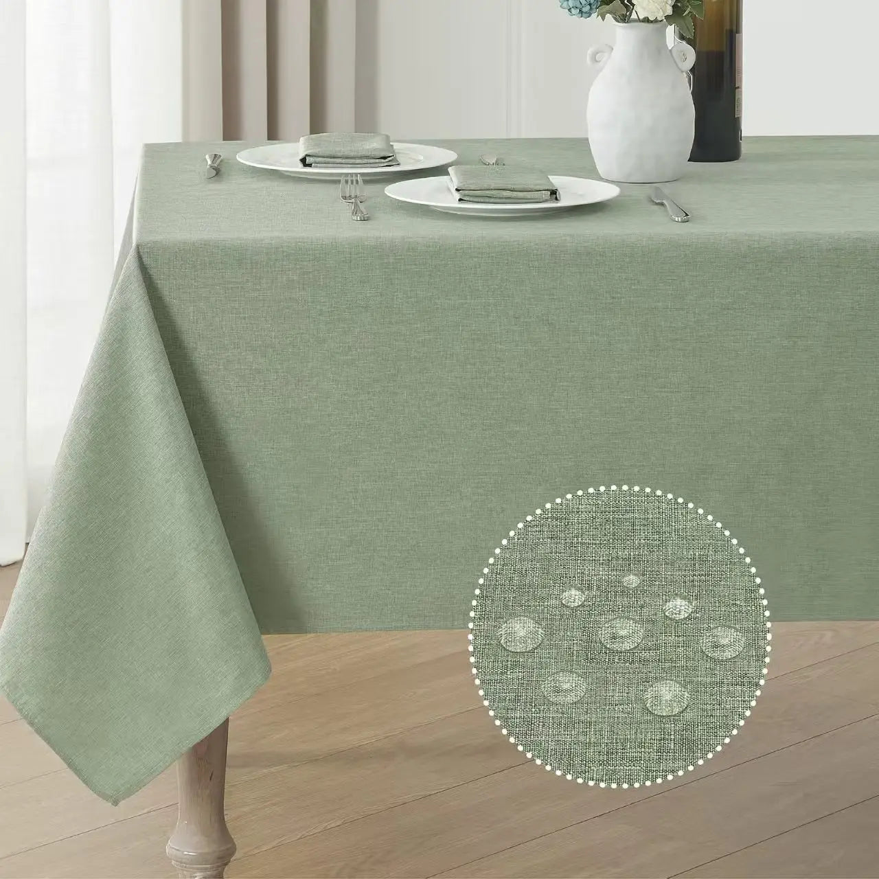 Linen Texture Waterproof Tablecloth - Elegant & Stain-Proof for Farmhouse Dining