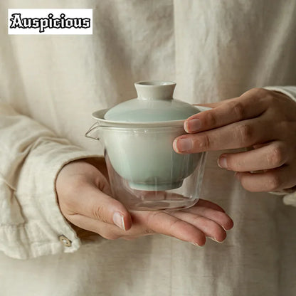 优雅渐变粉色茶具套装，专为茶艺爱好者打造 | 便携式 & 时髦的