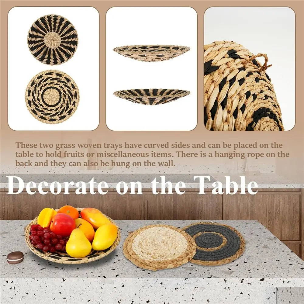 Paniers muraux Boho Seagrass - Ensemble de décoration artisanale pour les espaces chics