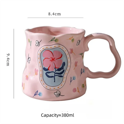 Handmade Flower Ceramic Mug - Dreamy Design for Coffee Lovers