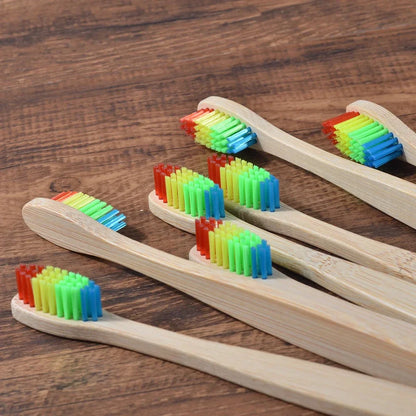 Eco-Friendly Bamboo Toothbrush Set for Vibrant Smiles - 10 Pack