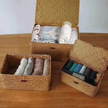 Handwoven Seagrass Storage Baskets Set - Stylish & Eco-Friendly