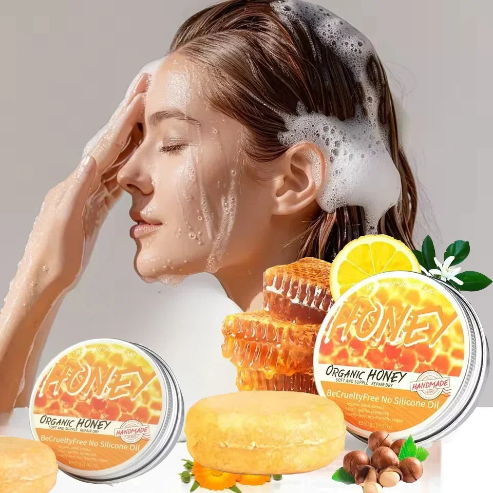 천연 허니 샴푸 - Rooted Living의 부드럽고 비듬 없는 모발