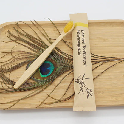 Eco-Friendly Bamboo Toothbrushes - 100 Pack for Adults