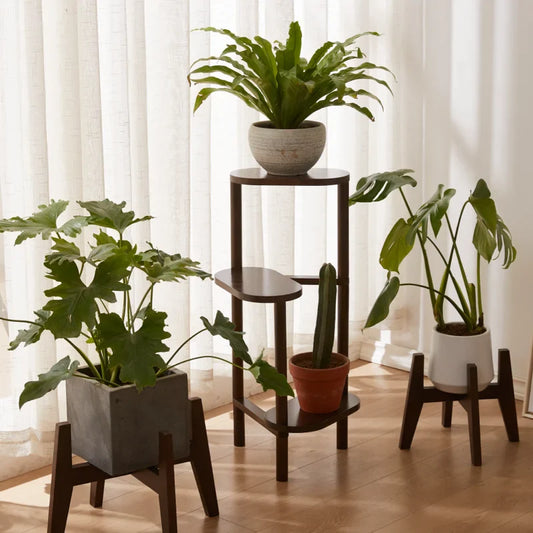 Solid Wood Plant Stand - Elegant 3-Tier Organizer for Greenery