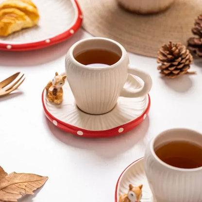 Mushroom Ceramic Cup with Lid – Joyful Breakfast Drinkware