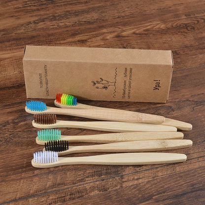 Eco-Friendly Bamboo Toothbrush Set for Vibrant Smiles - 10 Pack