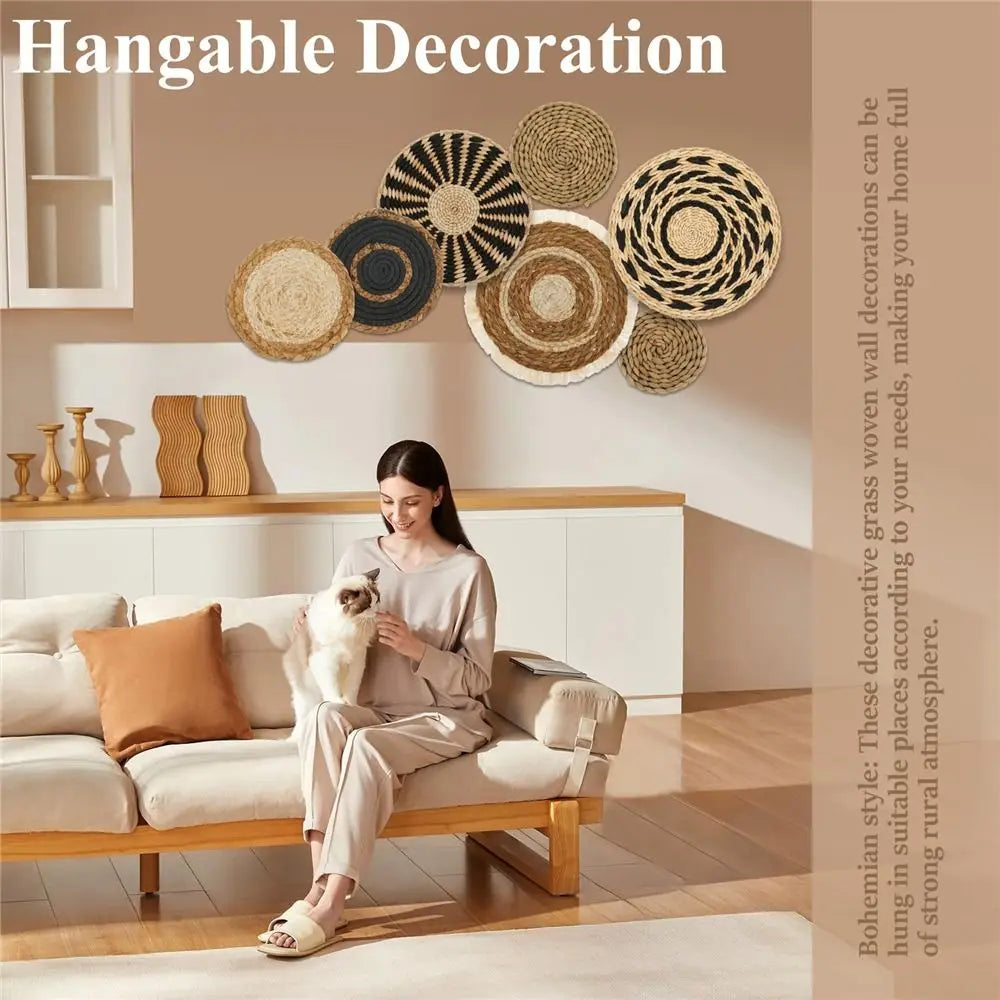 Paniers muraux Boho Seagrass - Ensemble de décoration artisanale pour les espaces chics