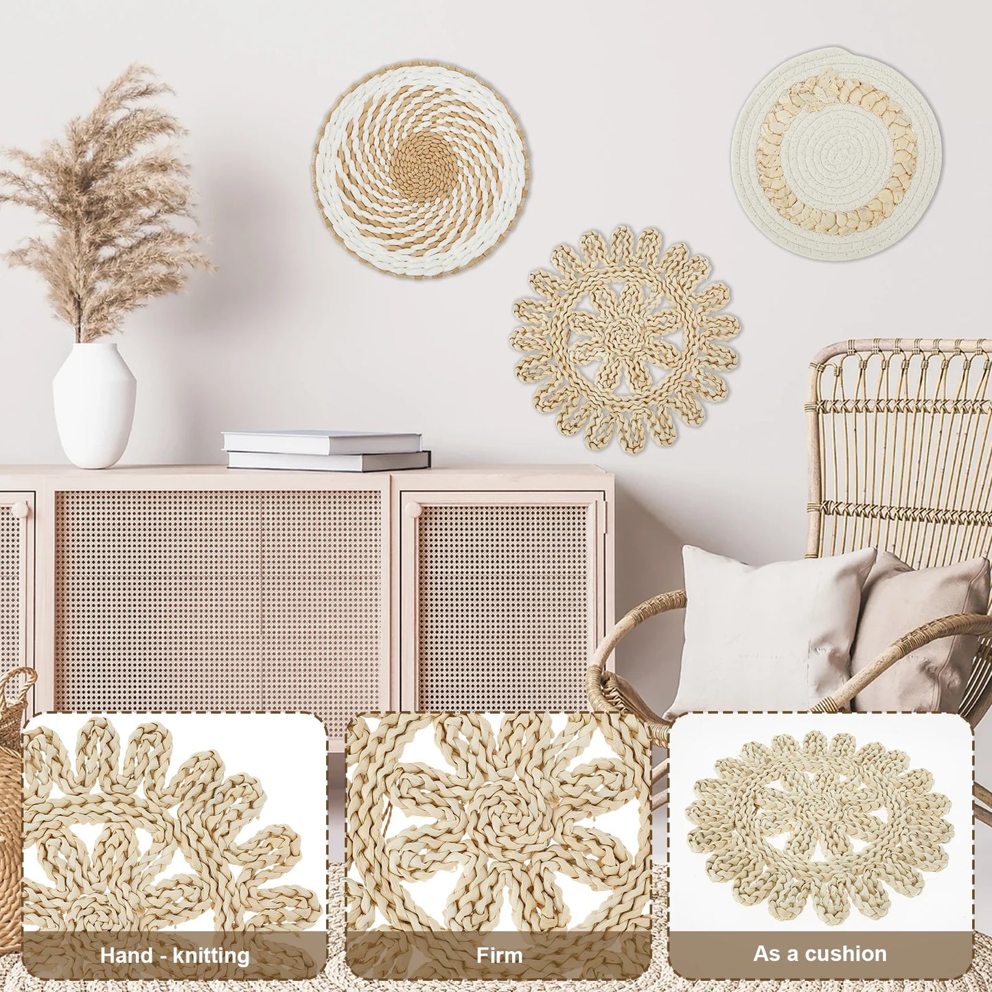 Handmade Woven Wall Basket Set – Rustic Charm for Decor Lovers