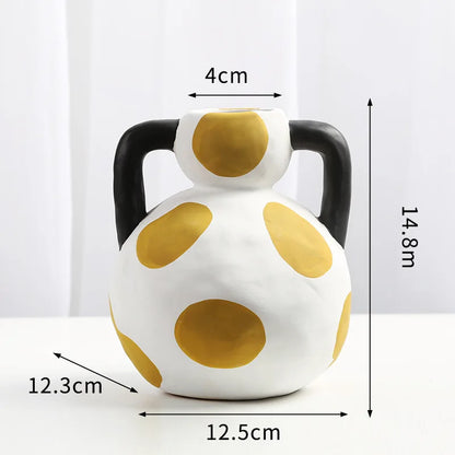 Hand-Painted Milk Pot Ceramic Vase - Artful Home Accent