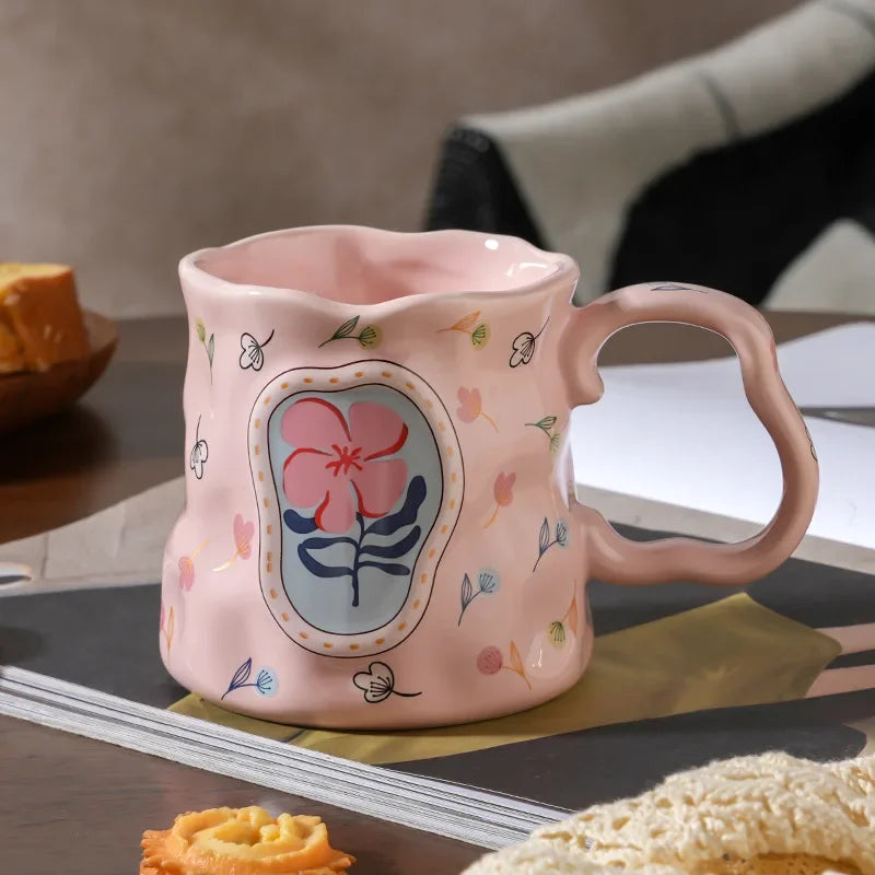 Handmade Flower Ceramic Mug - Dreamy Design for Coffee Lovers