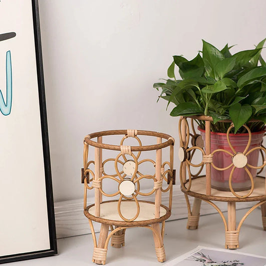 Hollow Rattan Plant Stand - Elevate Your Home Decor!