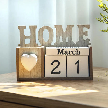 Wooden Perpetual Calendar & Pen Holder – Elegant Desk Organizer